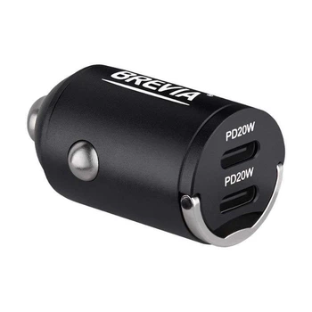 Зарядний пристрій для авто BREVIA ePower NanoMetal 40 W з двома USB-C чорний (46040DCMB)