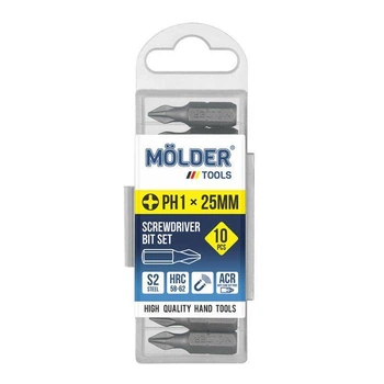 Комплект бит MOLDER PH1 25мм 10 штук в пластиковой упаковке (MT7012510)