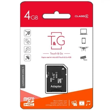 Карта пам'яті Micro SD 4Gb T&G Class 4 з адаптером
