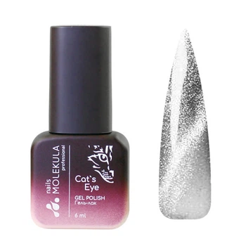 Гель-лак Nails Molekula 9D Crystal Cats Eye 907 серебро с
