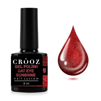 Гель-лак Crooz Cat Eye Sunshine 09 малиново-вишневый сироп с шиммером 8 мл