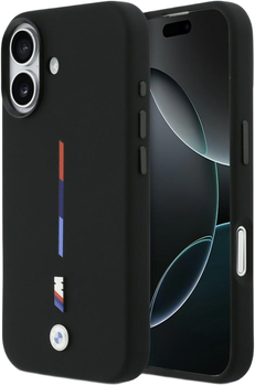 Etui BMW M Silicon Tricolor Line MagSafe do Apple iPhone 17 Black (BMHMP17S25SITMIK)
