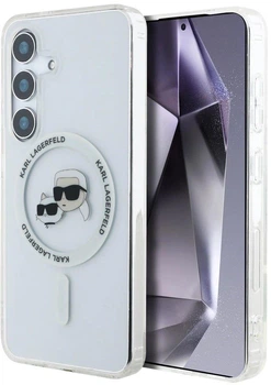 Etui Karl Lagerfeld Button Karl & Choupette Heads Printed Logo MagSafe do Samsung Galaxy S25 White (3666339449988)