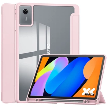 Чехол Tri-fold Clear Acrylic Lenovo Idea Tab 11" TB336FU, ZU / Tab K11 2nd Gen / Xiaoxin Pad 2025 с местом для стилуса Розовый