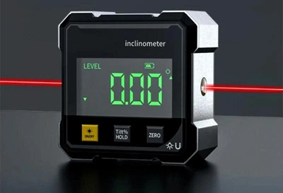 Інклінометр 2[-сторонній магнітний цифровий кутомір Digital Inclinometer JC100 з лазерним електронним транспортиром, горизонтометром, інклінометром, з кутовою лінійкою, вимірюванням нахилу, сірий