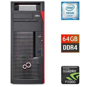 Рабочая станция Б-класс Fujitsu Celsius M770n Tower / Intel Xeon W-2123 (4 (8) ядра по 3.6 - 3.9 GHz) / 64 GB DDR4 / 512 GB SSD M.2 / nVidia Quadro P2000, 5 GB GDDR5, 160-bit / 450W / DVD-ROM / DisplayPort б/у