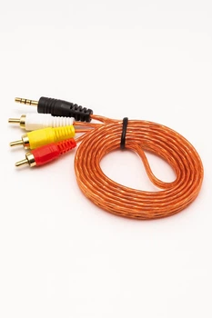Кабель мультимедійний AUX (3.5 мм mini-jack) to 3×RCA, 1.5 м, випадковий колір