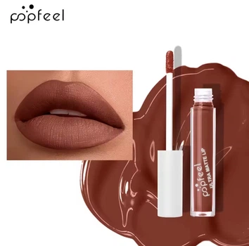 Губная помада POPFEEL No5 коричневая Ultra matte lips водостойкая матовая LC05