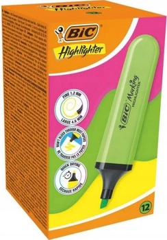 Zestaw zakreślaczy BIC Flat Highlighter Zielone neon 12 szt (ZES3086123742888)