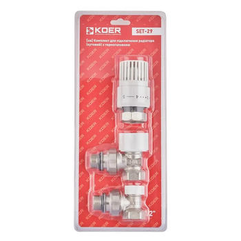 Комплект для подключения радиатора Koer SET-29 - 1/2'' (угловой) с термоголовкой (KR5716)