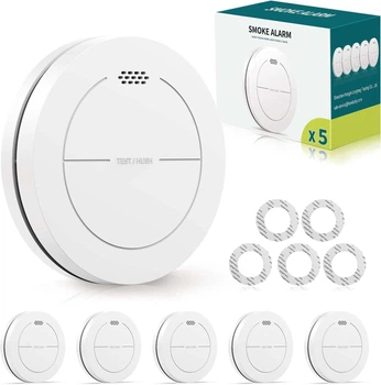 Датчики дыма Safeliveo (5 шт) - автономные, без мигающего LED, батарея 10 лет,, простой монтаж