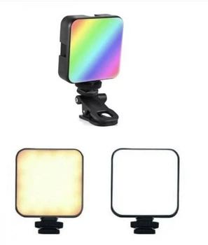 Накамерный компактный видеосвет AY-83 аккумуляторный, мини LED RGB лампа с прищепкой