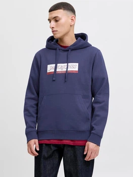 Худі на флісі JACK&JONES темно-синій з принтом IKKNQ175 L