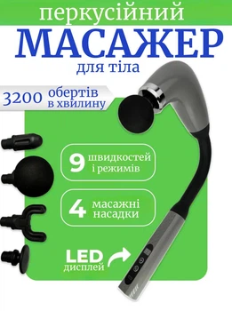 Перкуссионный ручной массажер Fascial Gun для тела с LED-дисплеем
