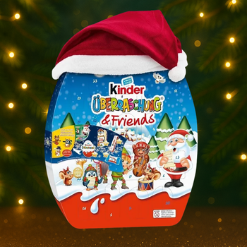 Адвент календарь новогодний Kinder с шапочкой Uberraschung & Friends 370 г