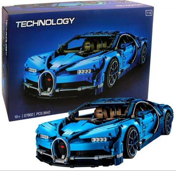 Конструктор машинка Technik Bugatti Chiron масштаб 1:8 3599 деталей Бугаті Широн синій
