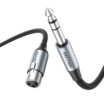 Аудиокабель Vention 6.35mm TRS Male - XLR Female 1 м Серый, балансный, двойное экранирование (BKGHF)