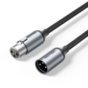 Микрофонный кабель Vention XLR Male - XLR Female 5 м Двойное экранирование Хлопковая оплетка Серый (BKHHJ)