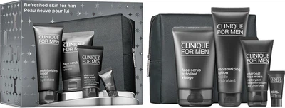 Zestaw męski Clinique For Men Refreshed Skin For Him Peeling do twarzy 100 ml + Balsam nawilżający 100 ml + Żel do mycia twarzy 50 ml + Krem pod oczy 7 ml + Kosmetyczka (192333275986)