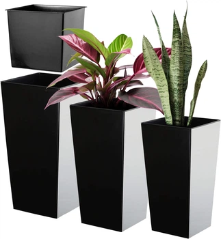 Donice na kwiaty z wkładem Kadax Masiera K8048 19 cm + 25 cm + 30 cm Czarne