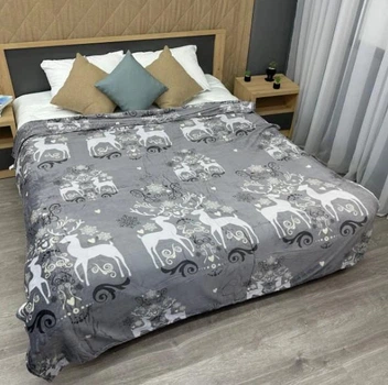 Покрывало из плюша (200×230см) Рождество, серое