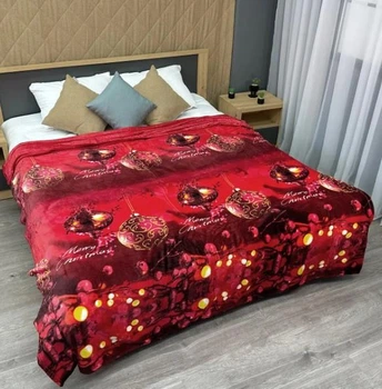Покрывало из плюша (200×230см) Рождество. Цвет красный