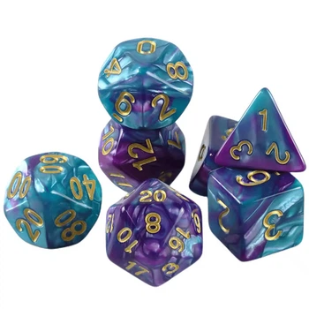 Набор игральных кубиков для настольных игр DND RPG TRPG пупрпурно-голубой