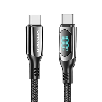 Кабель Vention USB-C - USB-C PD 100W 5A LED-дисплей E-Marker 1.2 м Чорний (TAYBAV)