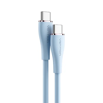 Кабель Vention USB-C - USB-C PD 100W 5A E-Marker Рідкий силікон 1.5 м Світло-блакитний (TAWSG)