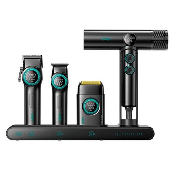 Набор VGR 4 в 1 Black: машинка для стрижки, триммер, электробритва, фен