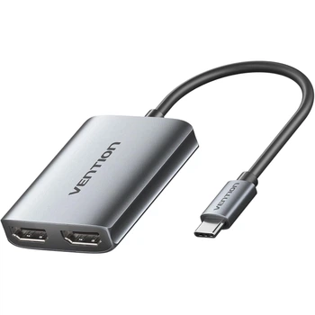 Адаптер Vention USB-C - 2xHDMI 4K 30Hz MST 0.15 м Сірий (ACZHB)