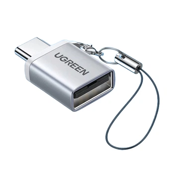 Переходник Ugreen US270 USB-C - USB 3.0 OTG 5 Гбит/с с ремешком Серебристо-белый (50284)