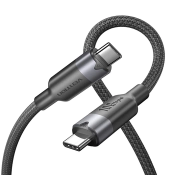 Кабель Vention USB 3.2 Gen 2 USB-C - USB-C PD 100W 5A 10 Гбит/с 4K 60Гц 0.5 м Черный (TRGBD)