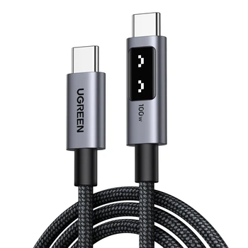 Кабель Ugreen Uno L509 USB-C - USB-C PD 3.0 100W 5A LED-дисплей 0.5 м Сірий (45612)