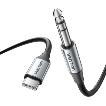 Аудіокабель Vention USB-C > Jack 6.35 мм 1 м Чорний, вбудований ЦАП (DAC), 16 біт 48 кГц (BIJHF)