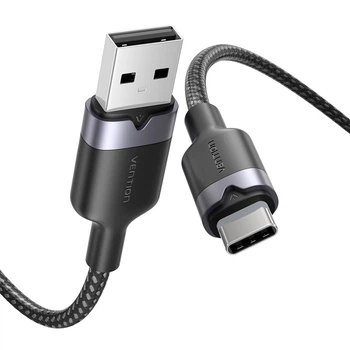 Кабель Vention USB-A - USB-C 3A 60W 1 м Черный, QC, CarPlay (CTNBF)