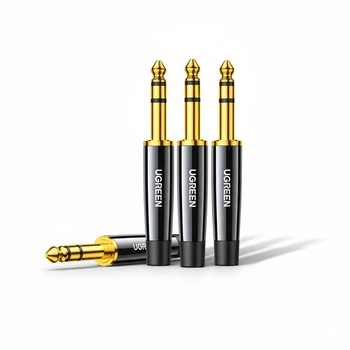 Штекер Ugreen AV201 Jack 6.35 мм TRS стерео под пайку 4 шт Черный (60379)
