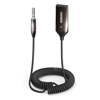 Bluetooth-ресивер Ugreen CM309 USB - 3.5 мм AUX Bluetooth 5.3 с микрофоном пружинный кабель 1.5 м Черный (70601)