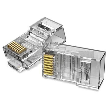 Конектор Vention Cat.6 UTP RJ45 50 шт 23-26AWG позолочені тризубі контакти Прозорий (IDDR0-50)