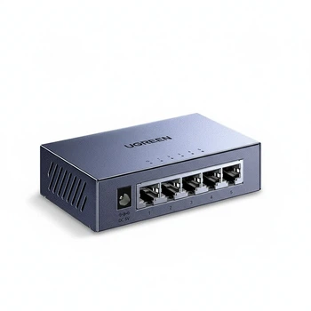 Коммутатор Ugreen CM933 5 портов RJ45 1000 Мбит/с Металлический корпус Молниезащита 4 кВ Темно-серый (55466)