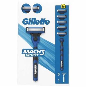 Станок для гоління чоловічий (Бритва) Gillette Mach3 SPORT і 6 картриджів