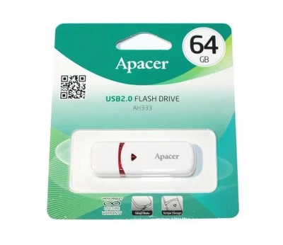 Флеш накопитель USB 64Gb Apacer AH333, White, USB 2.0 (AP64GAH333W-1)