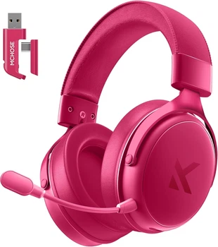 Ігрові бездротові навушники Mchose V9 Pro 7.1 Sound, Bluetooth, 2.4G Pink