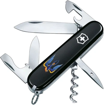 Ніж складаний, мультитул Victorinox Spartan Ukraine (91мм, 12 функцій), чорний, ластівка 1.3603.3_T1230u