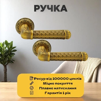 Комплект усиленных ручек в античном стиле для межкомнатных и входных дверей TRION CORONA Z-32 MCF бронза
