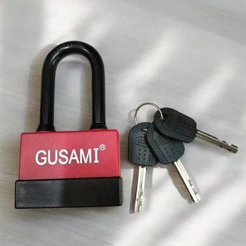 Влагозащищённый навесной замок для гаража, ворот, калитки, решёток Gusami 65 мм, длинная дужка 3 финских ключа