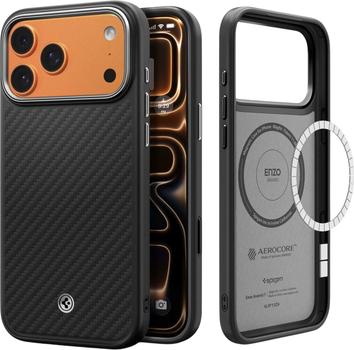 Панель Spigen Enzo Aramid "T" MagSafe Case для Apple iPhone 17 Pro Black-Silver (ACS09958)