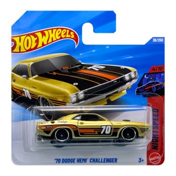 Машинка Базовая Hot Wheels '70 Dodge Hemi Challenger Nightspeed 1:64 JJJ07 Gold