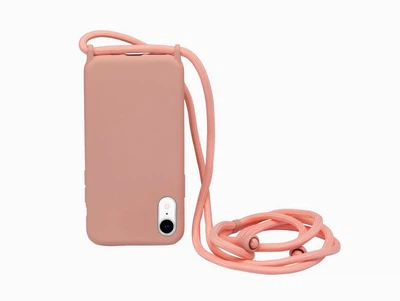 Силіконовий чохол на шнурку Crossbody для iPhone Xr (01) Pink Sand пудра