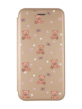 Чохол-книжка золотий з малюнком на Xiaomi Redmi 9 Ведмежата (принт 418)